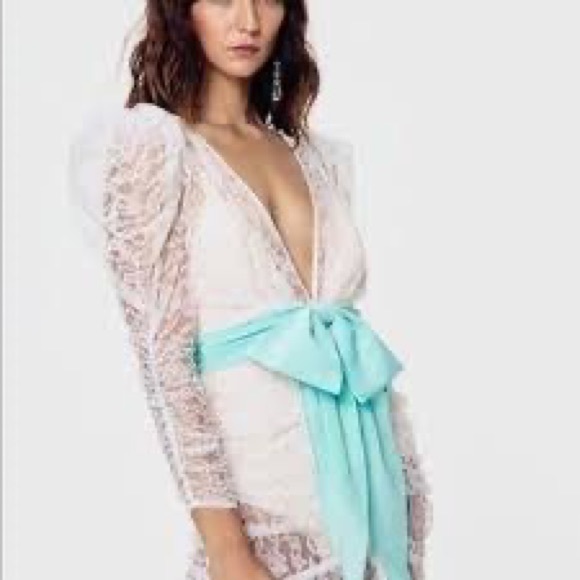 NWT For Love and Lemons Rodin Iridescent Maxi Dress, Blanc - Picture 5 of 8